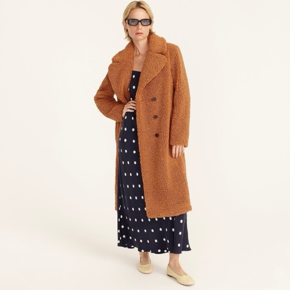 NEW J.CREW Teddy Sherpa Double-Breasted Long Coat M